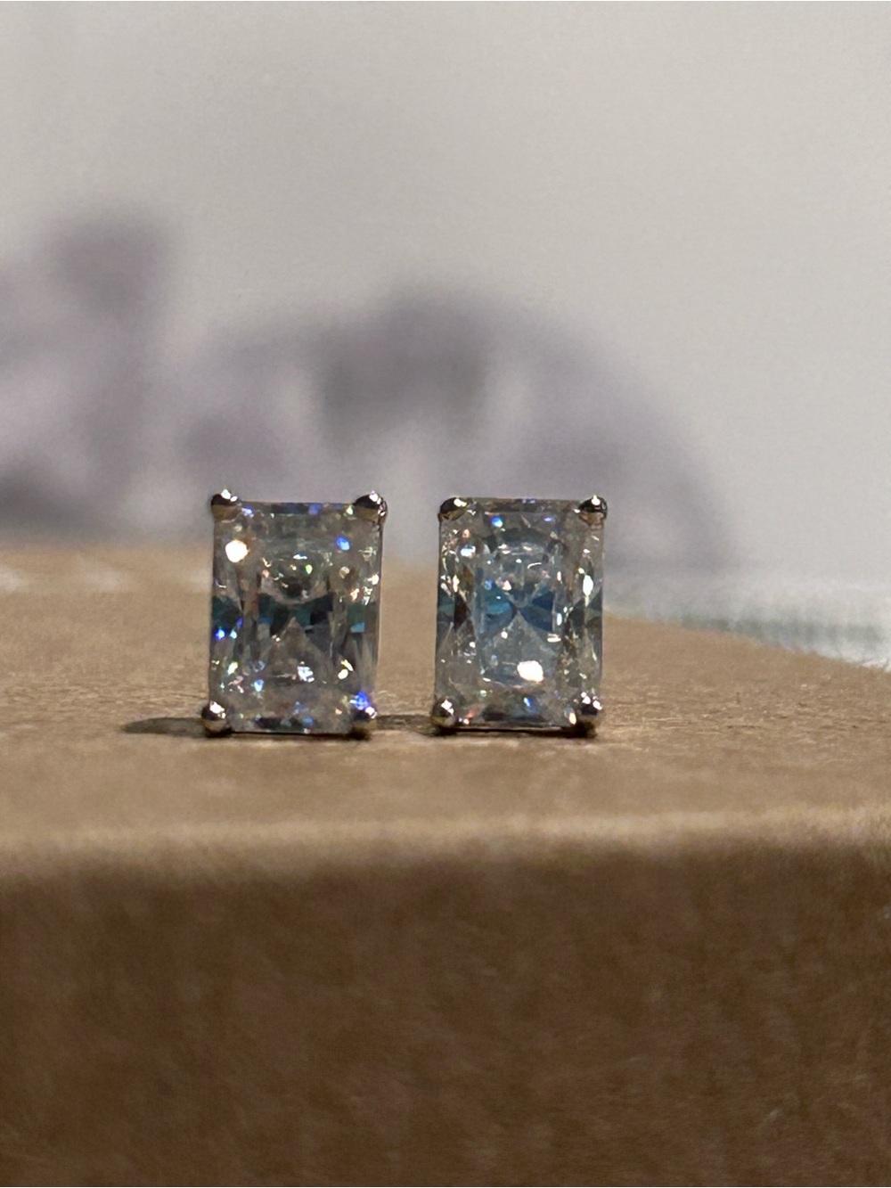 Moissanite and 925 Sterling Silver Radiant Cut Stud Earrings